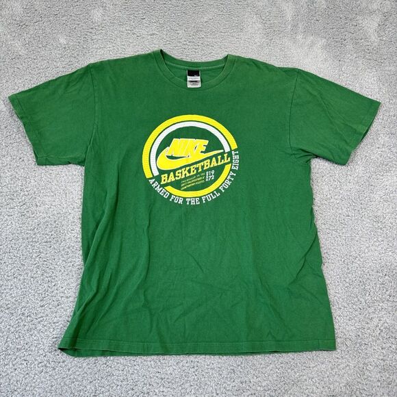 Vintage Y2K Nike Basketball Logo T-Shirt Green Yellow Men's Large - Picture 1 of 7
